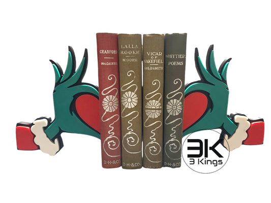 Grinch Hand & Heart Book Ends